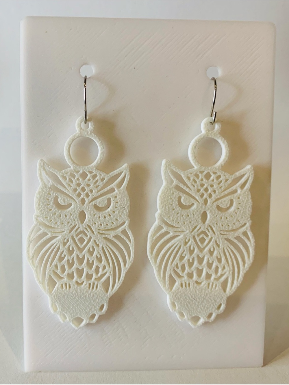 White Owl Filigree Drop Earrings - Women's Jewelry